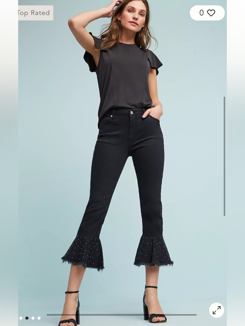 Pilcro Black Studded Cropped Flare Jeans